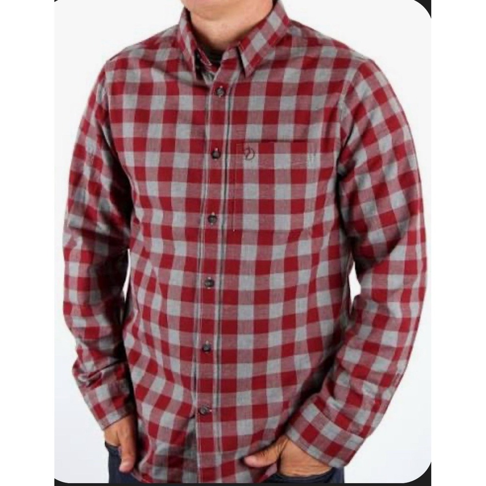 Fjallraven Ovik Check Shirt Mens Red Plaid Button Down Gorpcore Flannel Small‎